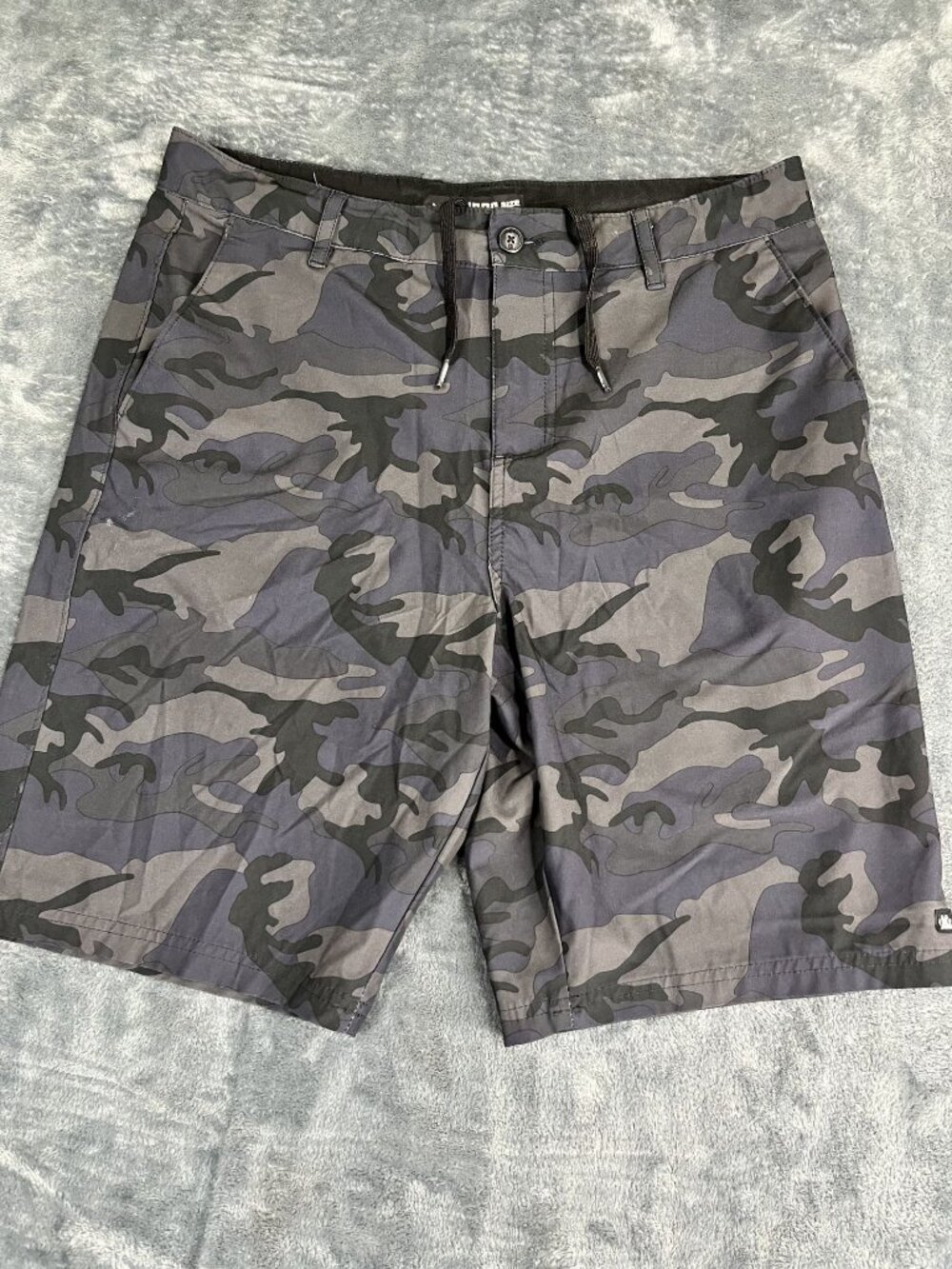 Micros Mens Camo Board Shorts Drawstring Flat Front Size 32